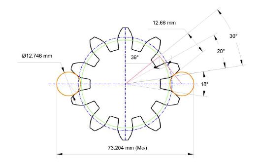 Messung der Durchmesser von Zahnrad Arbor durch digitale